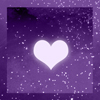 white heart on purple background